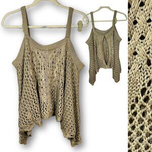 Coco + Jaimeson Crochet Top M/L Open‎ Back Cold Off-Shoulder Cape Lace Coachella